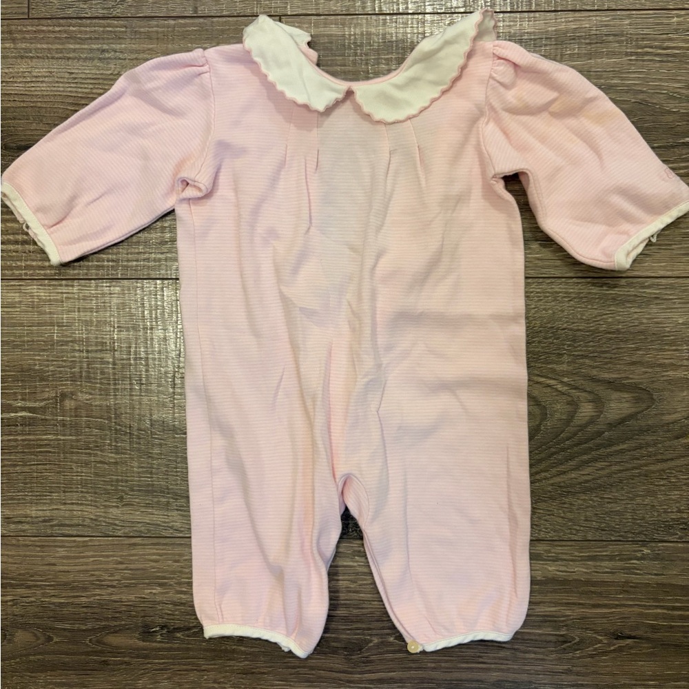 Ralph Lauren Pink One-Piece Footie with White Scalloped Collar